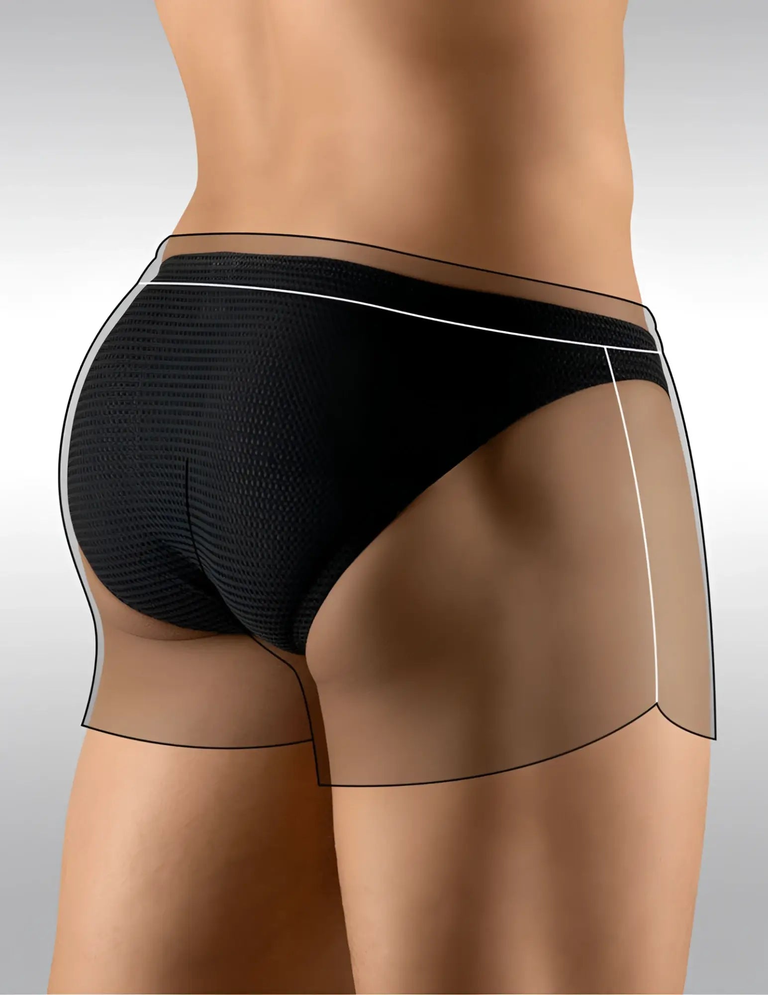Ergowear built in feel bikini mesh underwear in black with white waistband trim and textured fabric size l