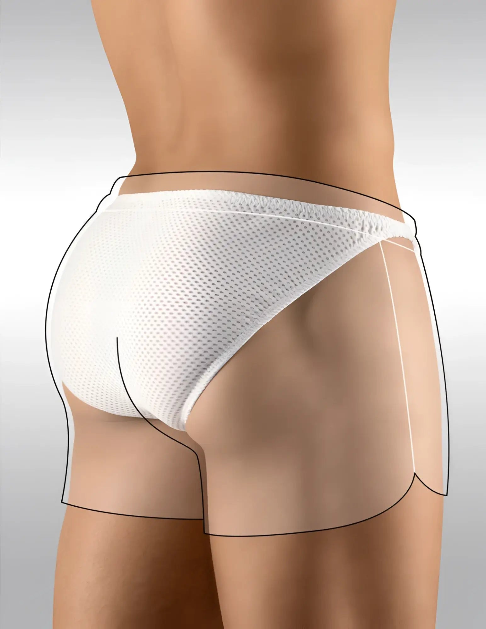 White ergowear built in feel bikini mesh underwear with tailored fit and side cutouts size m for gym use