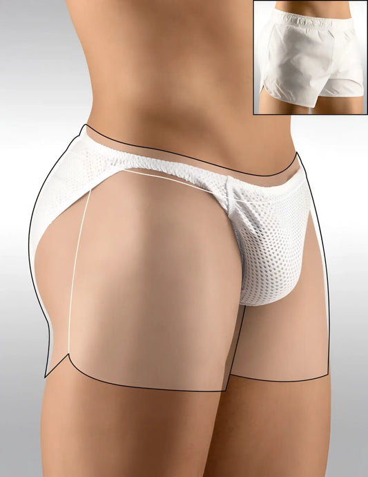 White ergowear built in feel bikini mesh underwear with elastic waistband for gym shorts size m
