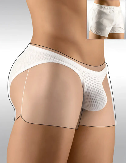 Ergowear built in x4d bikini mesh underwear white briefs with snug fit elastic waistband size m for gym use