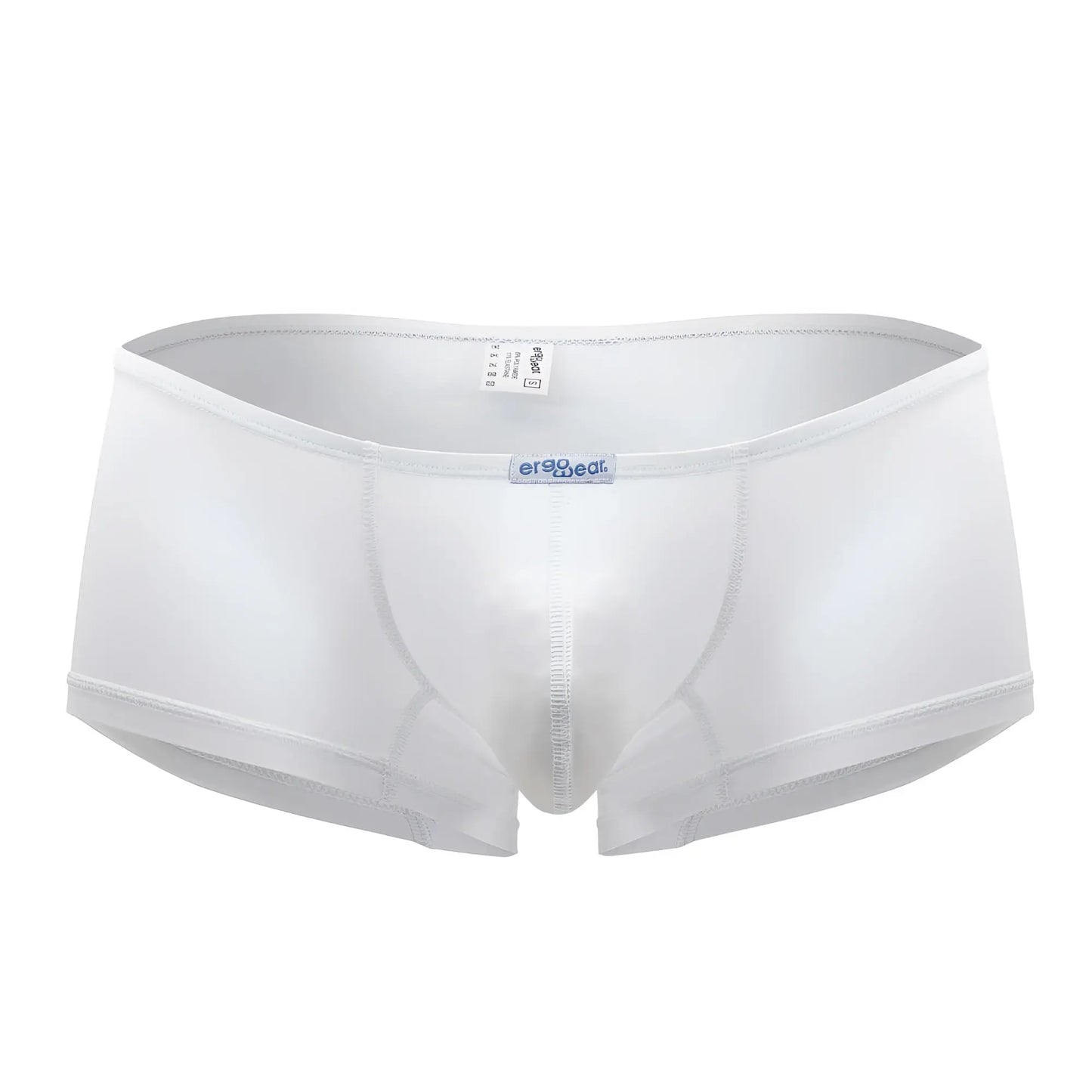 White smooth textured ErgoWear EW1167 X4D men’s briefs with subtle sheen and reinforced stitching in front view