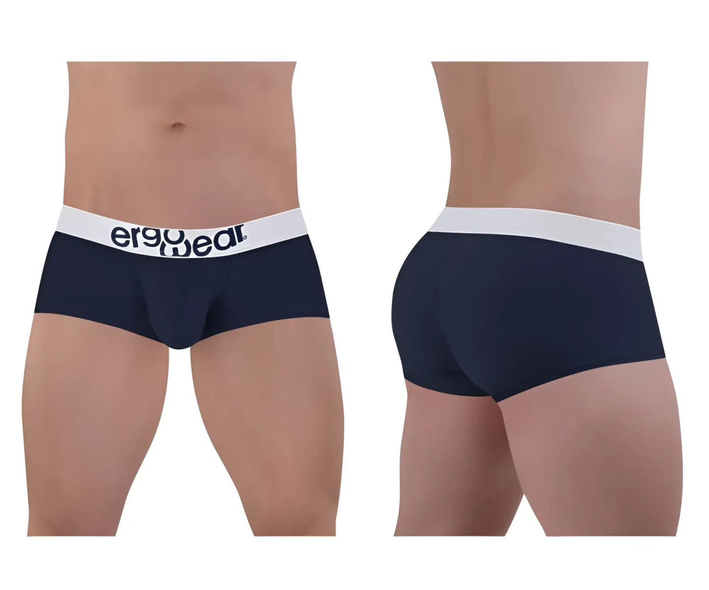 Navy blue ergonomic briefs with a white waistband and ergo wear logo made from max cotton for comfortable wear