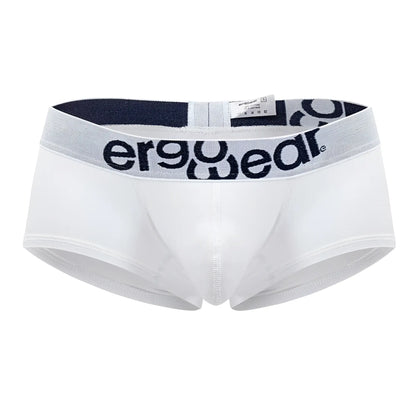 White ergonomic cotton briefs with gray waistband featuring ergowear logo for comfort and support