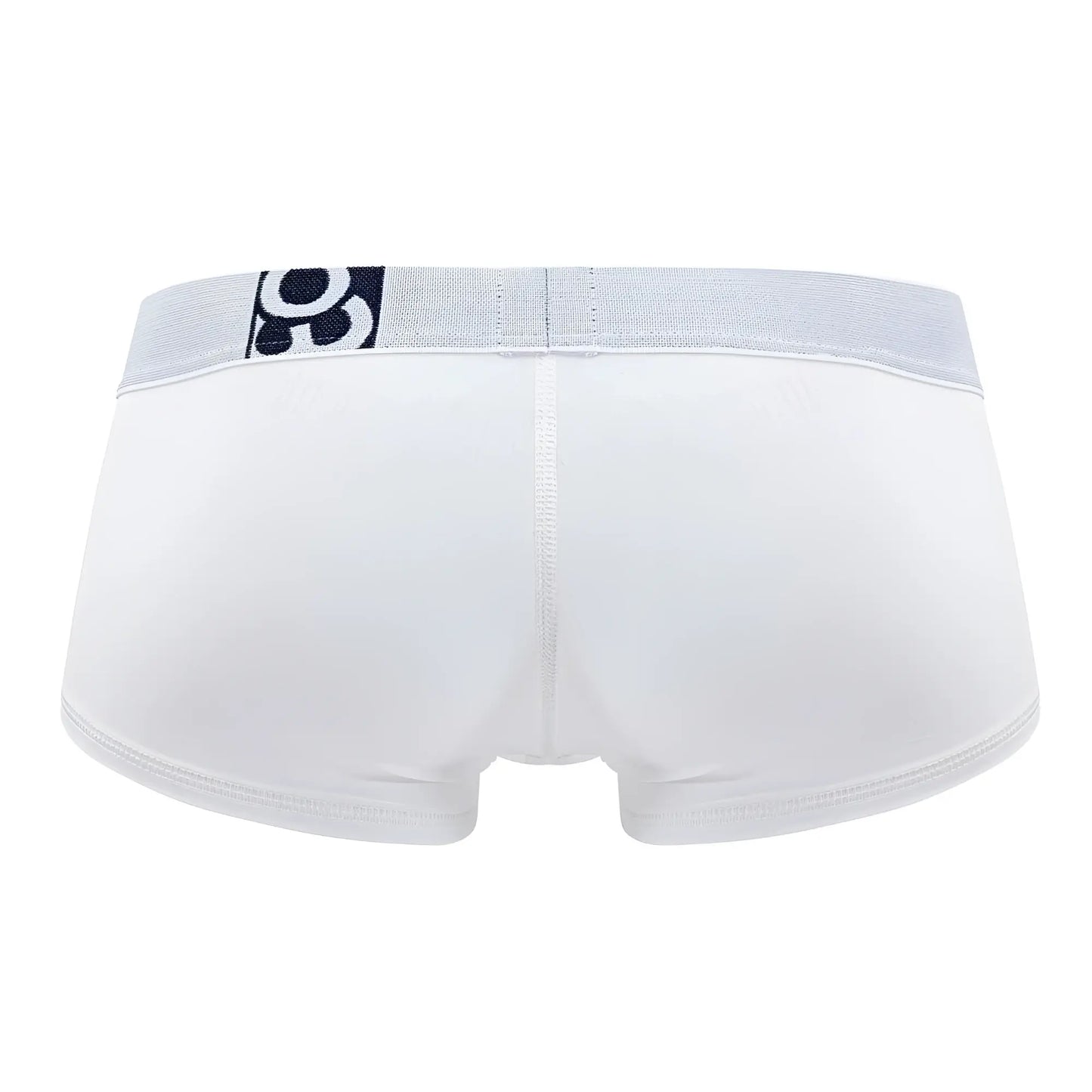 White ergowear ew1476 max cotton trunks with a light gray elastic waistband and black logo in front view