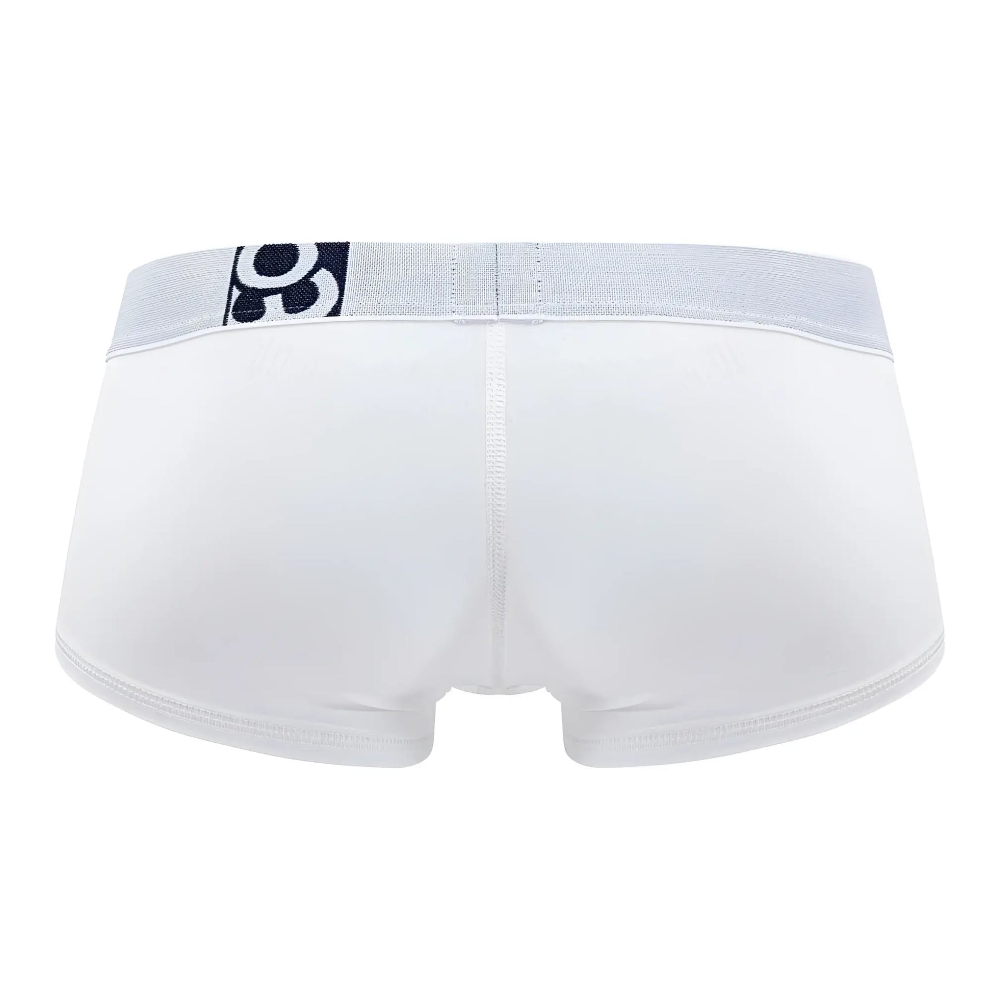 White ergowear ew1476 max cotton trunks with a light gray elastic waistband and black logo in front view