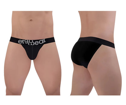 Black ergonomic cotton briefs with white ergo gear branding on waistband ergo wear ew1483 max bikini style