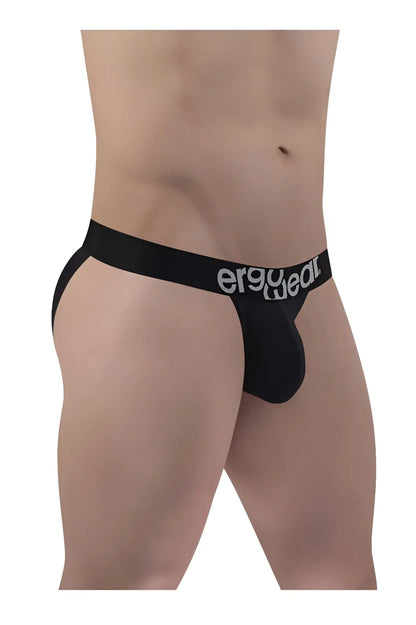 Black ergonomic cotton briefs with white ergo wear logo on waistband from ErgoWear EW1483 MAX COTTON bikini