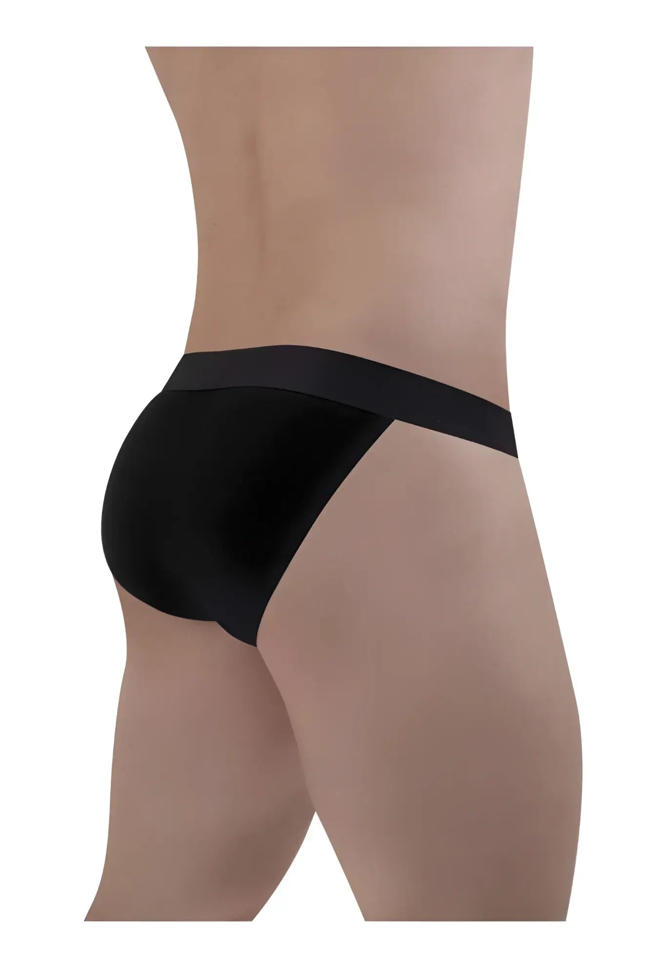 Black smooth textured briefs with wide waistband ergo wear ew1483 max cotton bikini in black color