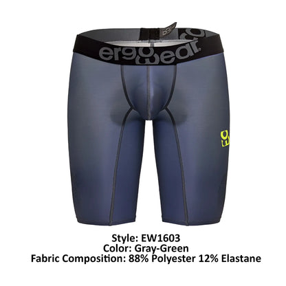 Gray-green ergowear ew1603 max se athletic shorts made of polyester elastane with black waistband and brand logo