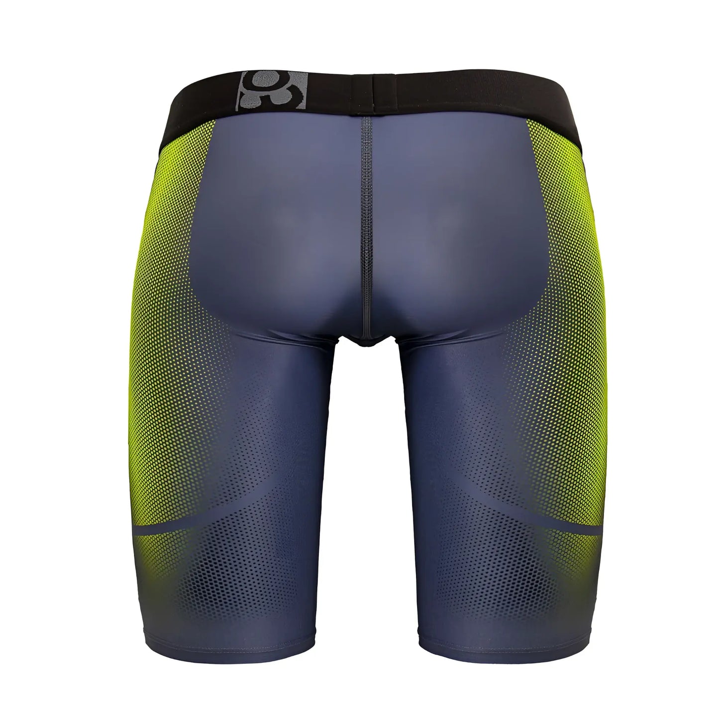 Ergowear ew1603 max se athletic compression shorts in dark blue and neon green gradient with black 361° waistband