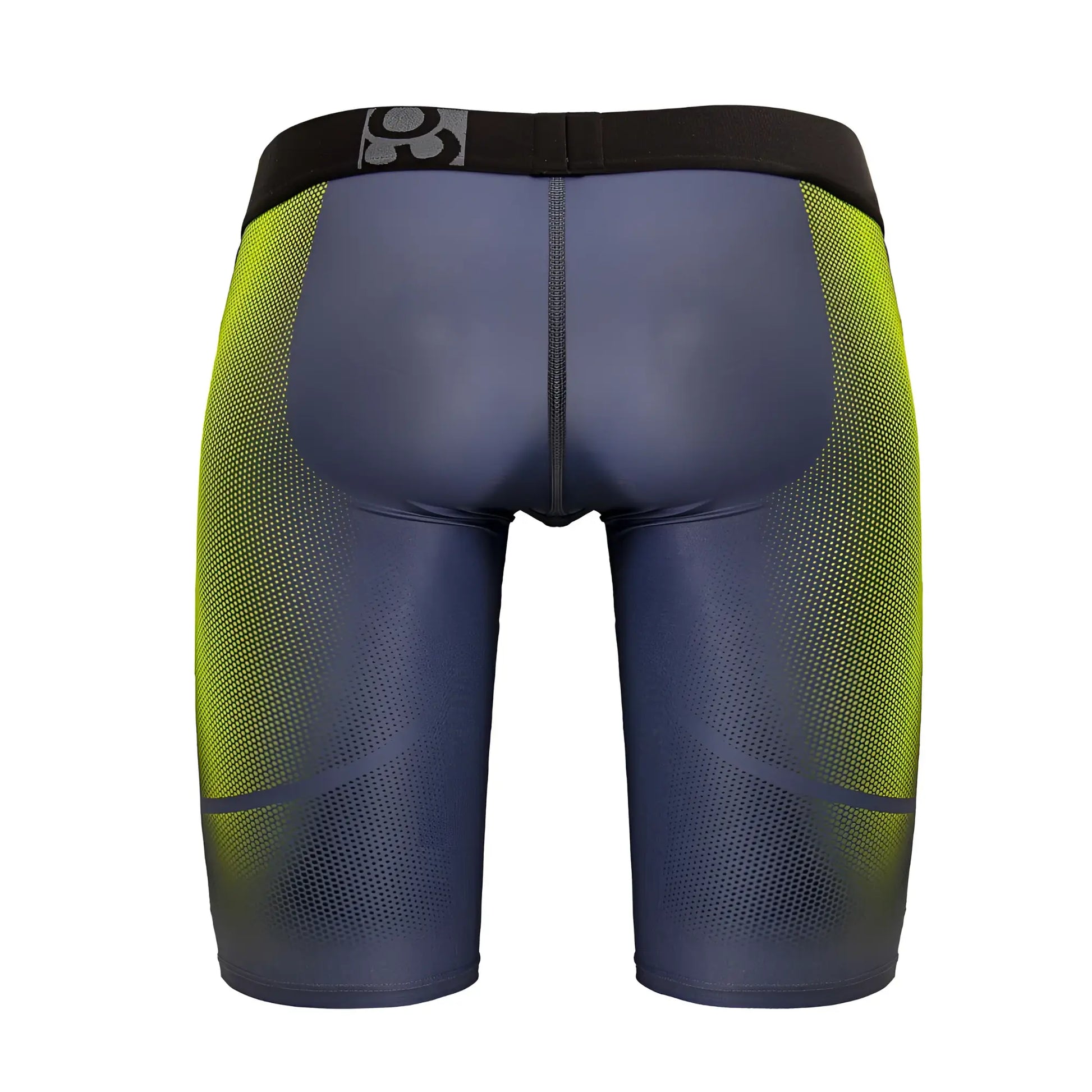 Ergowear ew1603 max se athletic compression shorts in dark blue and neon green gradient with black 361° waistband