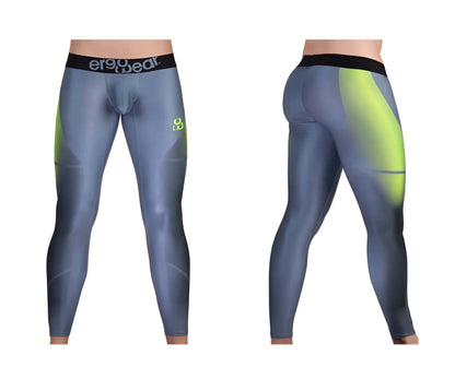 ErgoWear ew1604 max se gray and neon green textured athletic leggings designed for performance and comfort