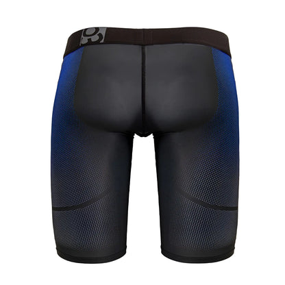 ErgoWear EW1605 MAX SE athletic shorts in dark gray with black and blue gradient compression and textured mesh design