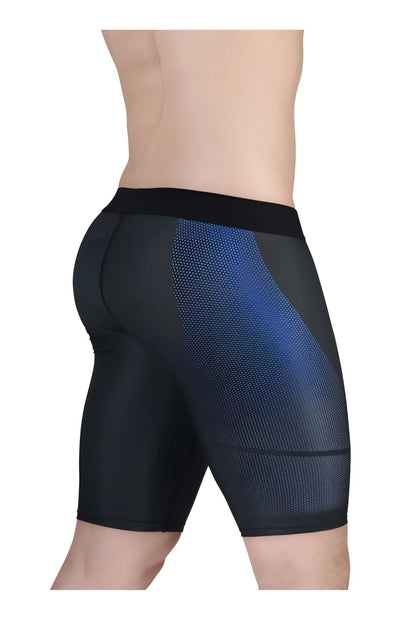 ErgoWear ew1605 max se dark gray black and blue mesh athletic shorts with sleek form-fitting design