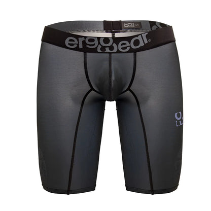 Black ergowear ew1605 max se compression athletic shorts in dark gray with textured fabric and gray waistband branding