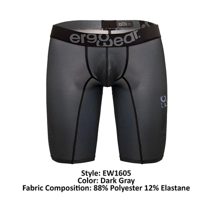 Dark gray ergo wear ew1605 max se athletic compression shorts with black waistband made of polyester and elastane