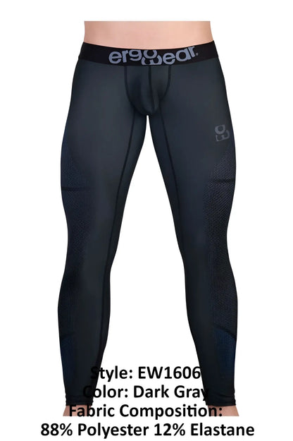 Dark gray ergo wear ew1606 max se compression leggings with black waistband logo and subtle mesh texture on thighs