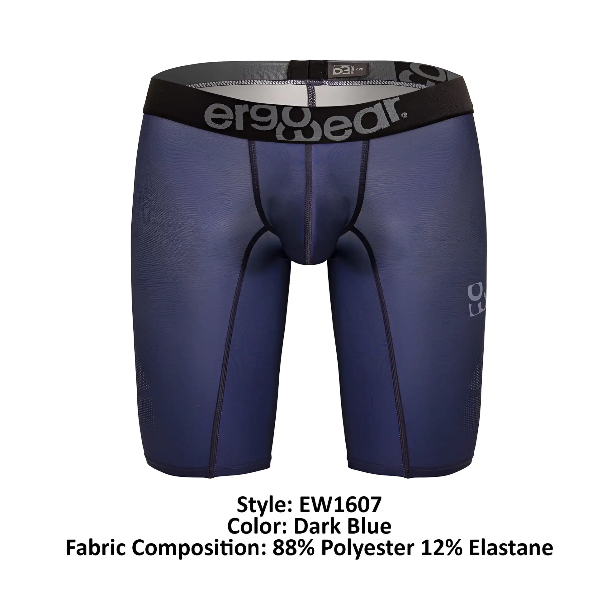 Dark blue ergowear ew1607 max se ergonomic compression shorts with black waistband for athletic use