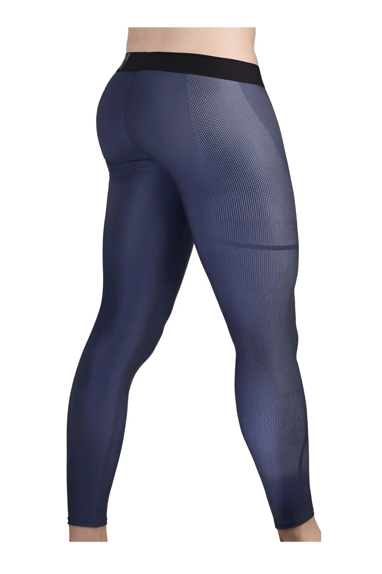 Dark blue ergoWear ew1608 max se athletic leggings with black waistband and subtle mesh texture for performance use