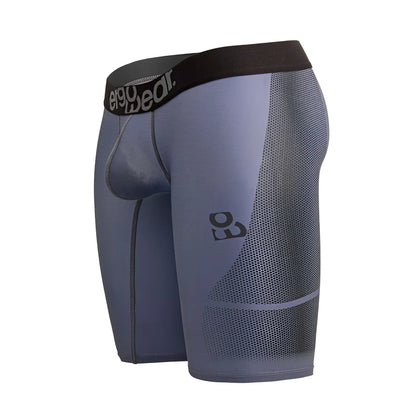 Gray and black ergowear ew1609 max se athletic compression shorts with mesh panels and e90 wear logo on waistband