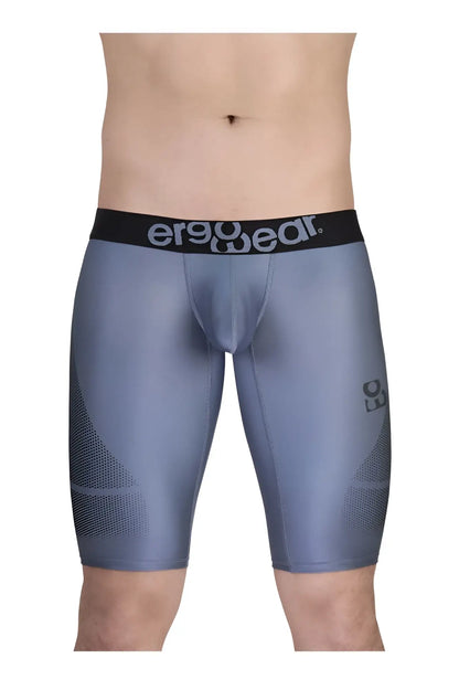 Gray ergo wear ew1609 max se athletic compression shorts with black waistband and mesh side panels for performance use