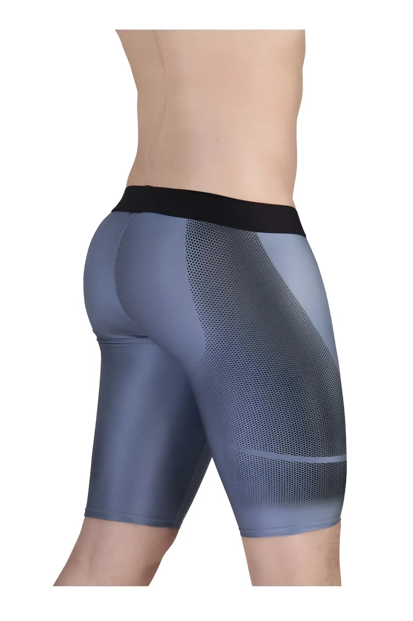 Gray black ErgoWear EW1609 MAX SE athletic shorts with black waistband and breathable mesh paneling for active use