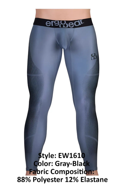 Ergowear ew1610 max se gray-black compression leggings with black waistband and subtle mesh paneling for athletic use