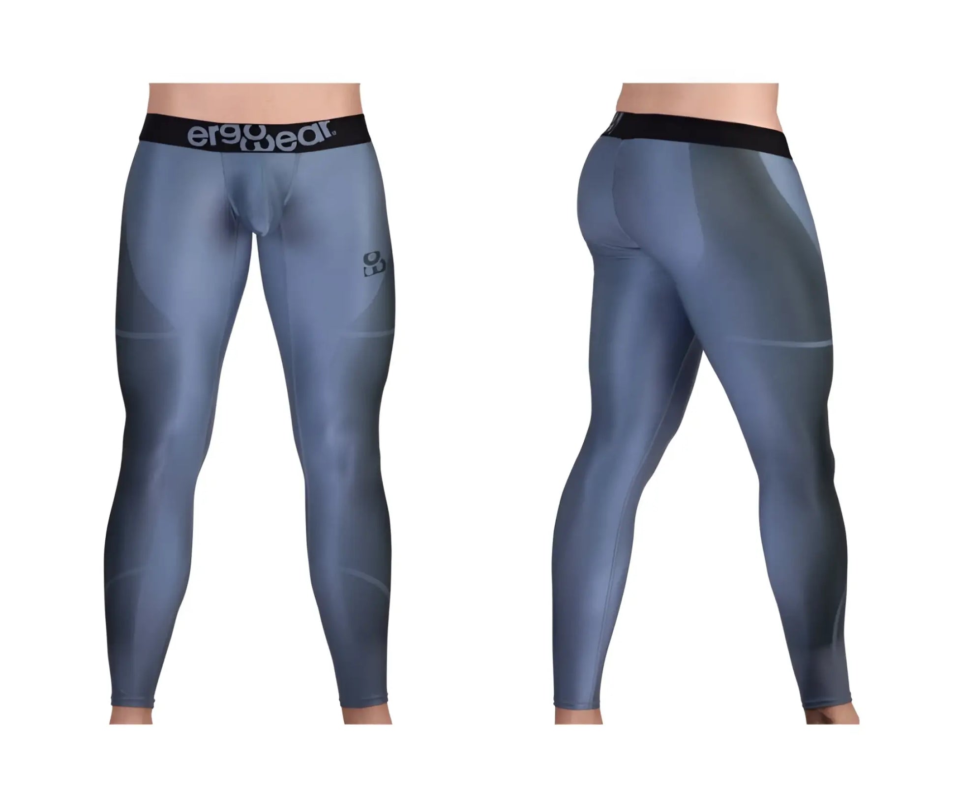 Gray-black ergo wear ew1610 max se athletic compression leggings with black waistband and textured ergonomic panels