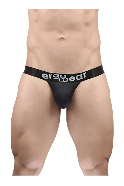Black ergonomic bikini briefs with white ergowear logo on waistband designed for maximum flow comfort