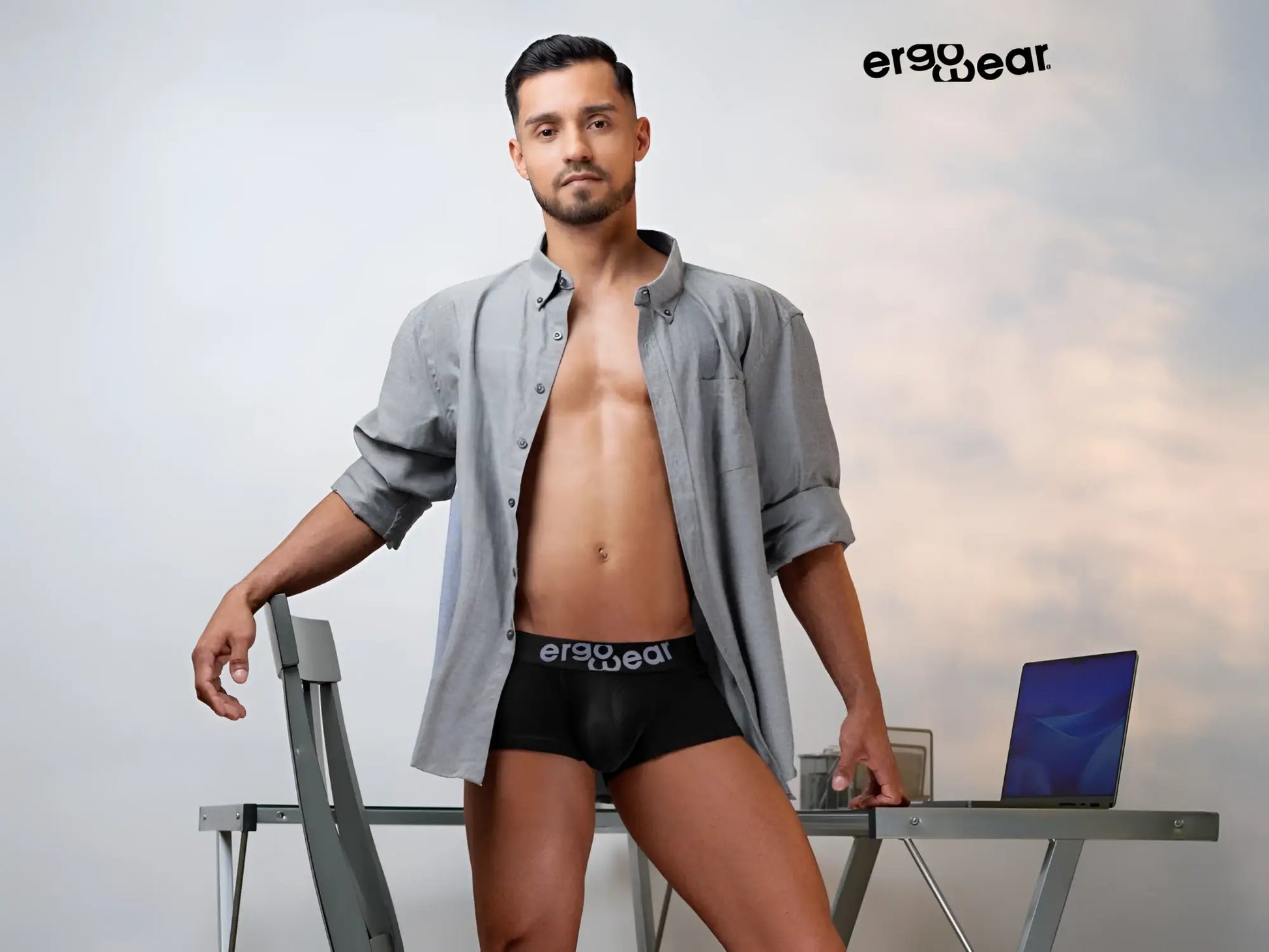 Black ergo wear ergonomic briefs ew1689 max flow trunks with breathable fabric and branded waistband