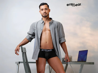 Black ergo wear ergonomic briefs ew1689 max flow trunks with breathable fabric and branded waistband