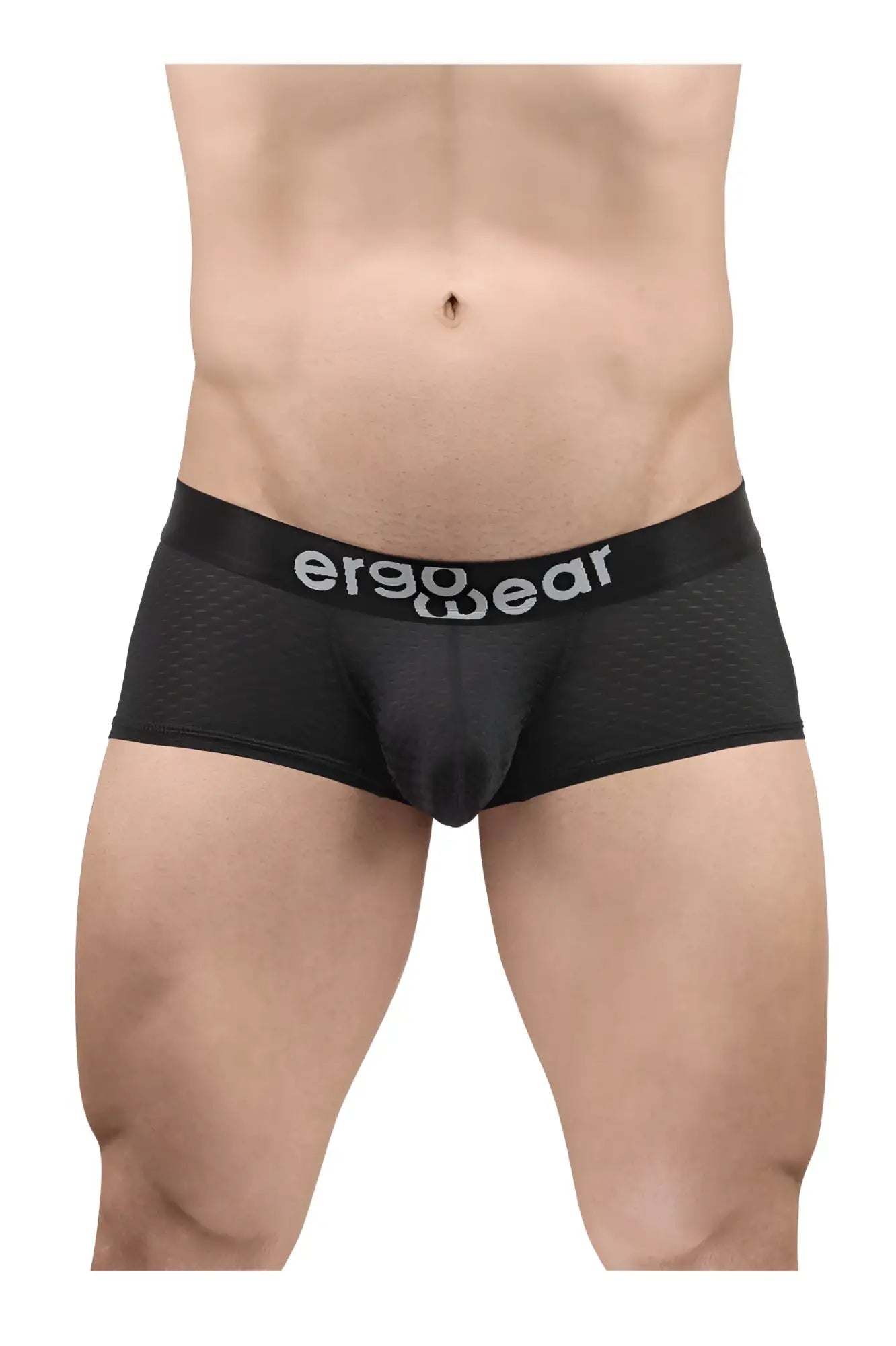 Black ergowear ew1689 max flow trunks with textured mesh fabric and white logo on waistband