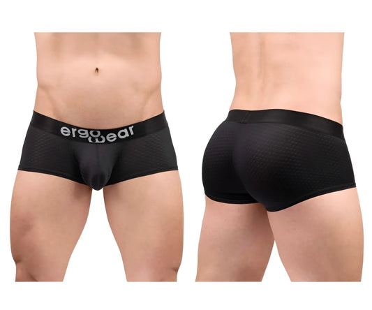 Black ergo wear ew1689 max flow trunks made of textured mesh fabric with ergonomic design and logo waistband