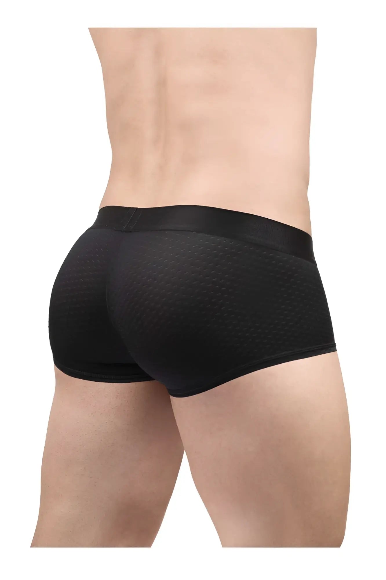 Black mesh briefs with smooth elastic waistband by ergowear ew1689 max flow trunks in black color