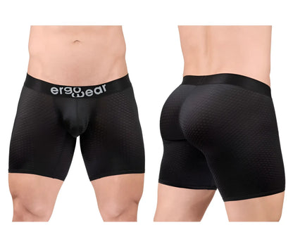 Black ergo wear ew1690 max flow boxer briefs with mesh texture and ergonomic design for comfort and airflow