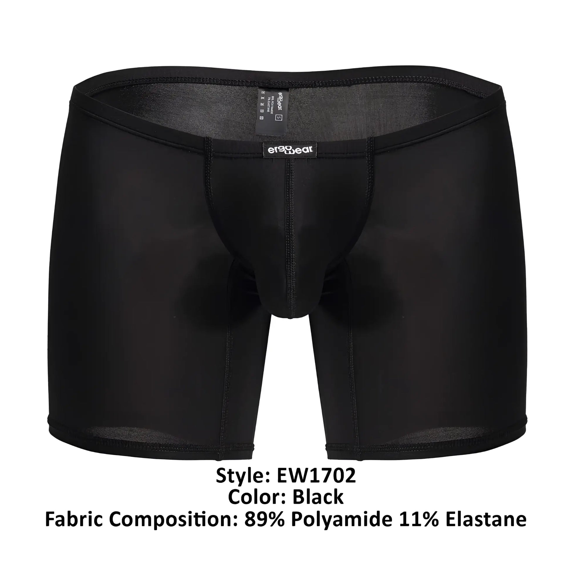 Black men’s boxer briefs ergoWear EW1702 X4D in smooth stretchy fabric with snug fit in black color