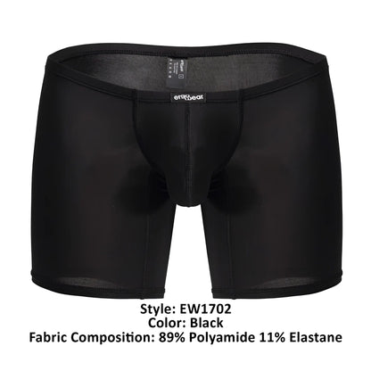 Black men’s boxer briefs ergoWear EW1702 X4D in smooth stretchy fabric with snug fit in black color