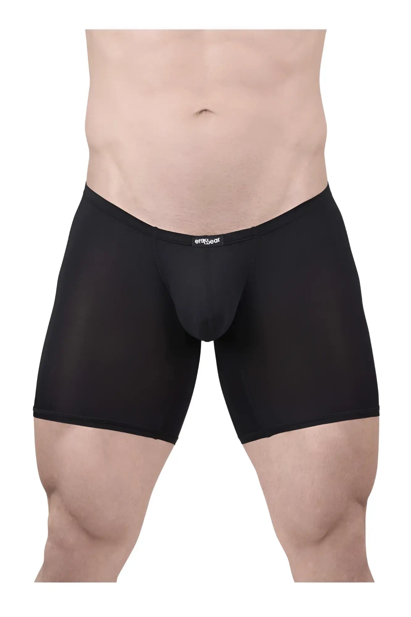 Black ergowear ew1702 x4d boxer briefs with a snug fit and subtle brand logo on the waistband