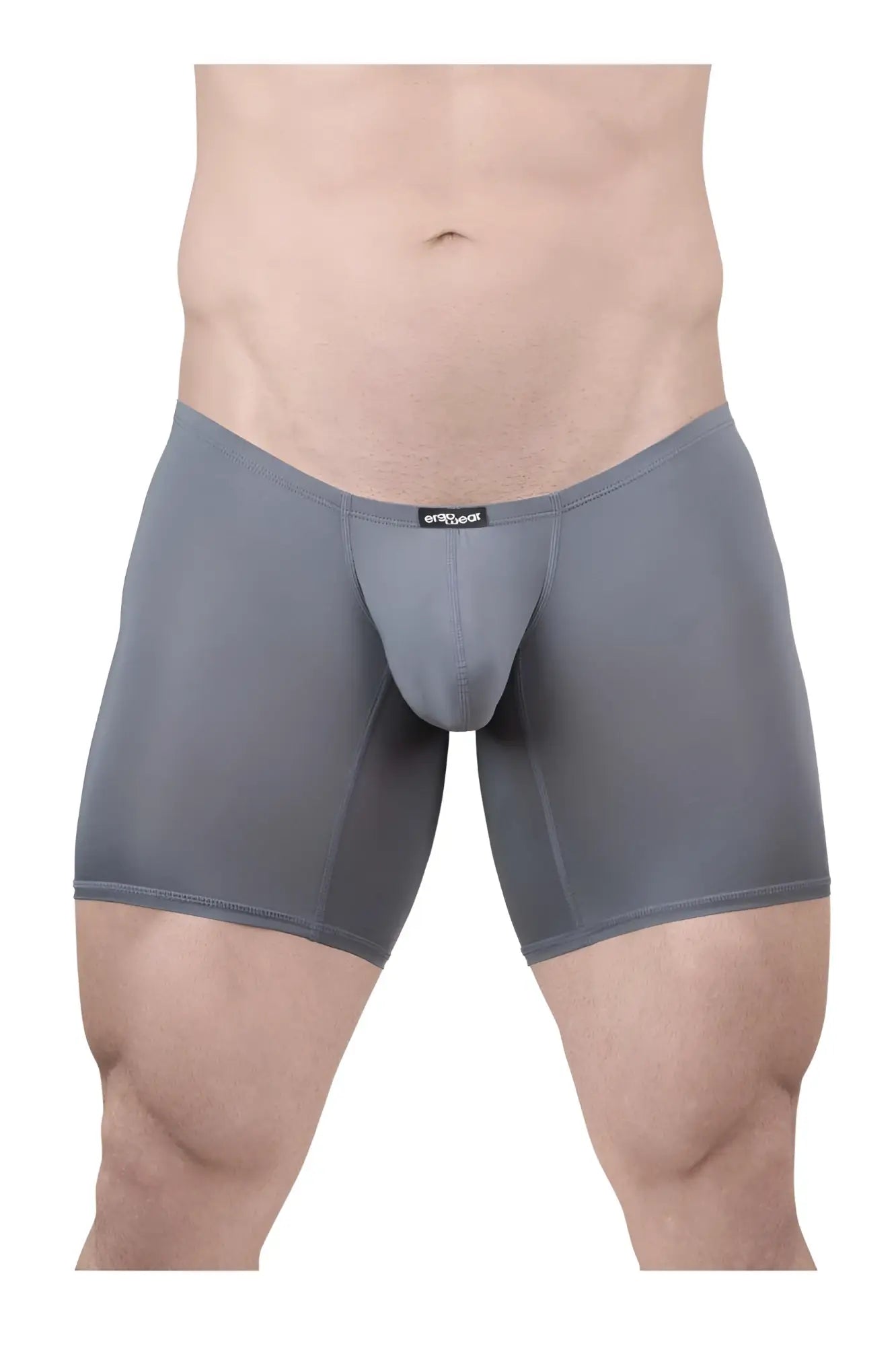Gray ergoWear ew1706 x4d boxer briefs with snug form-fitting design and visible brand tag at waistband