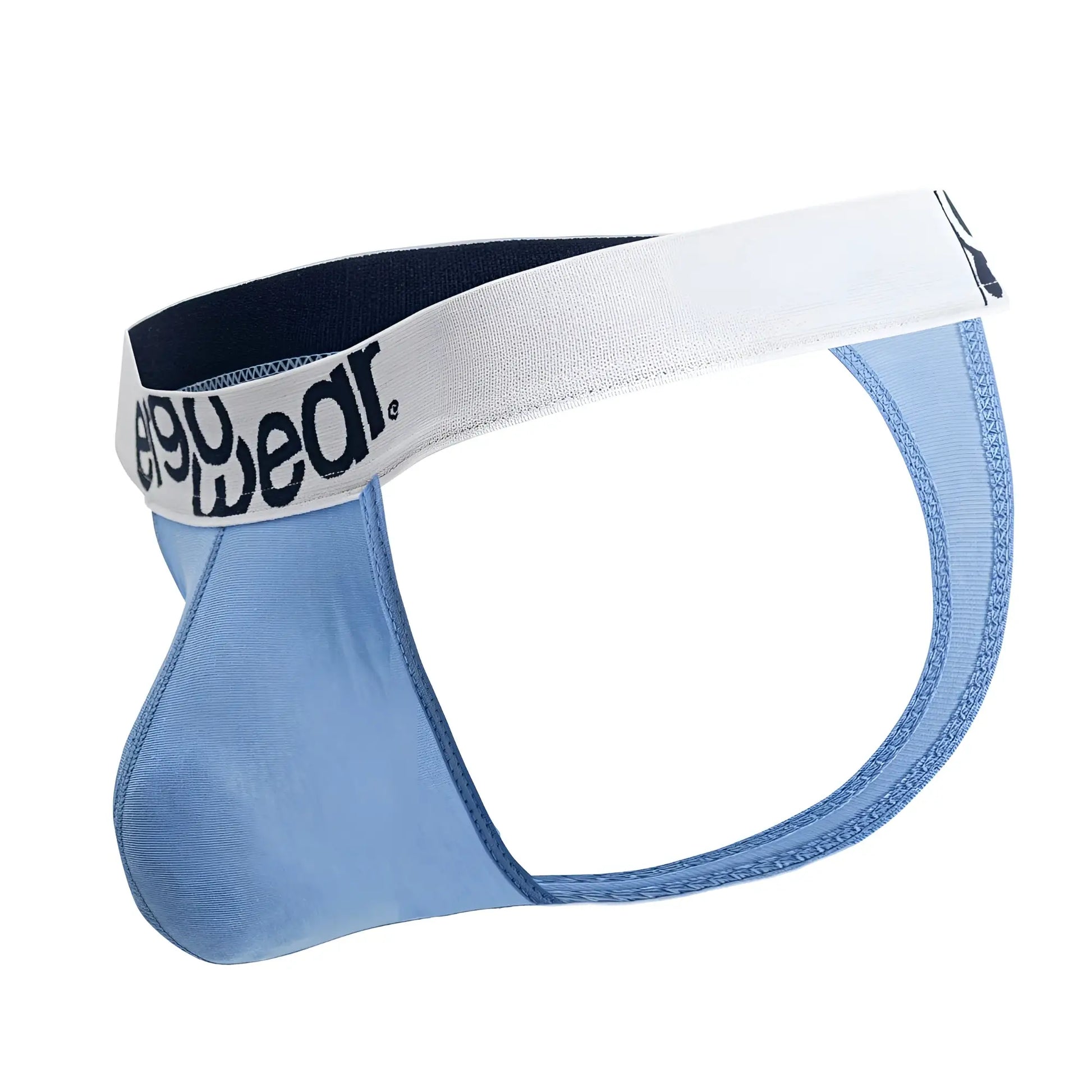 Light blue seamless men’s briefs with white elastic waistband and easywear logo made of max cotton by ergowear