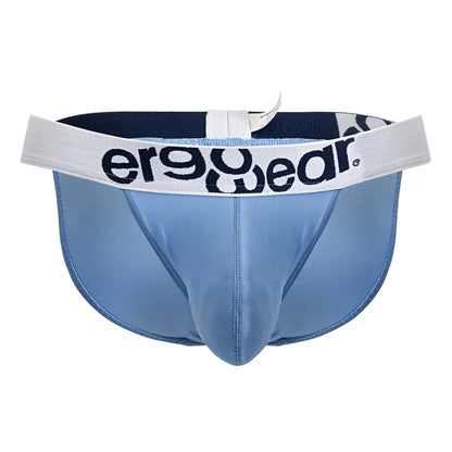 Light blue ergonomic briefs with white waistband featuring ergowear logo in black made of cotton for comfortable wear