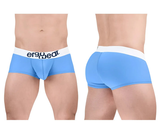 Light blue ergonomic cotton briefs with a white waistband and ergo wear logo designed for maximum comfort
