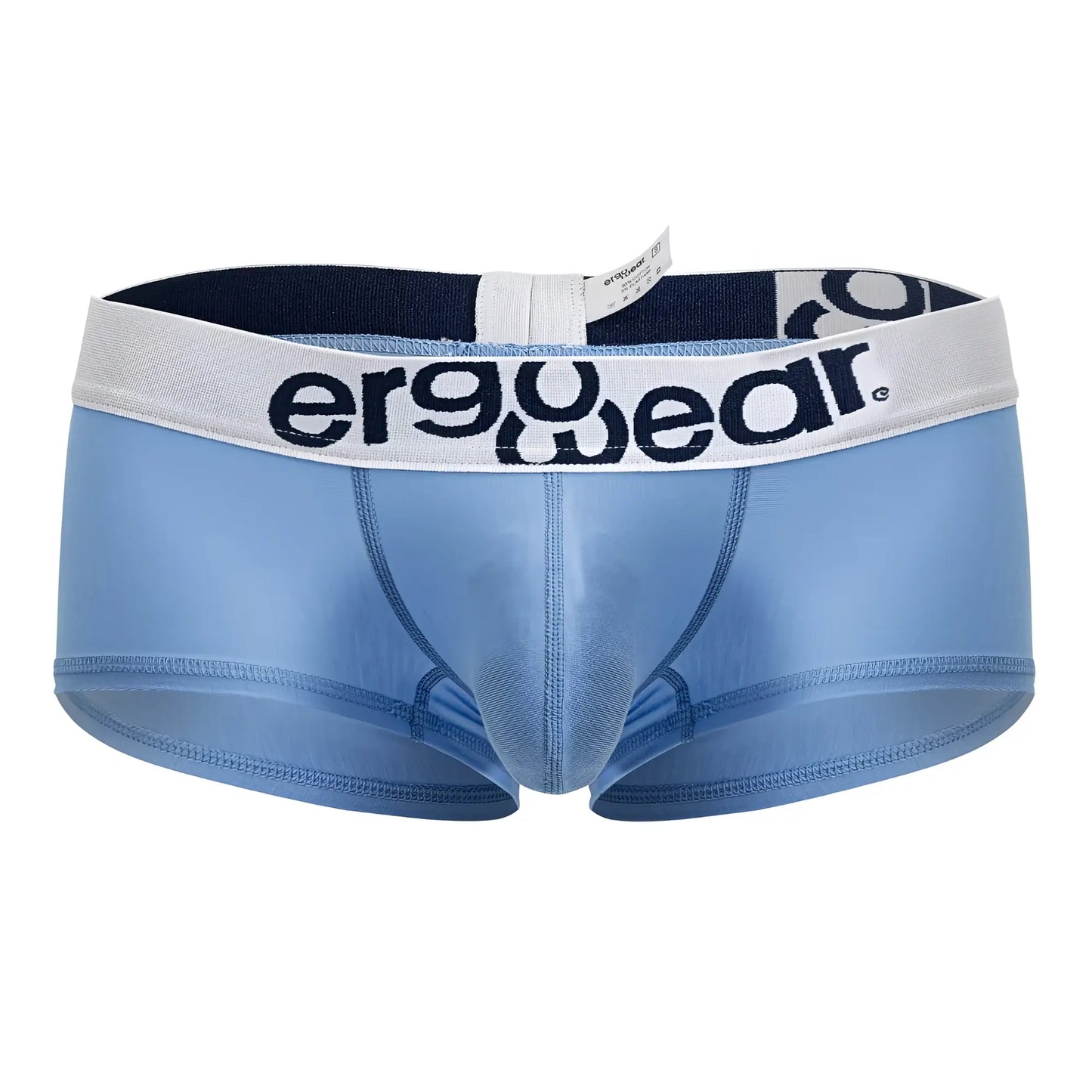Light blue ergonomic cotton briefs with a white waistband and ergo wear logo in dark navy lettering