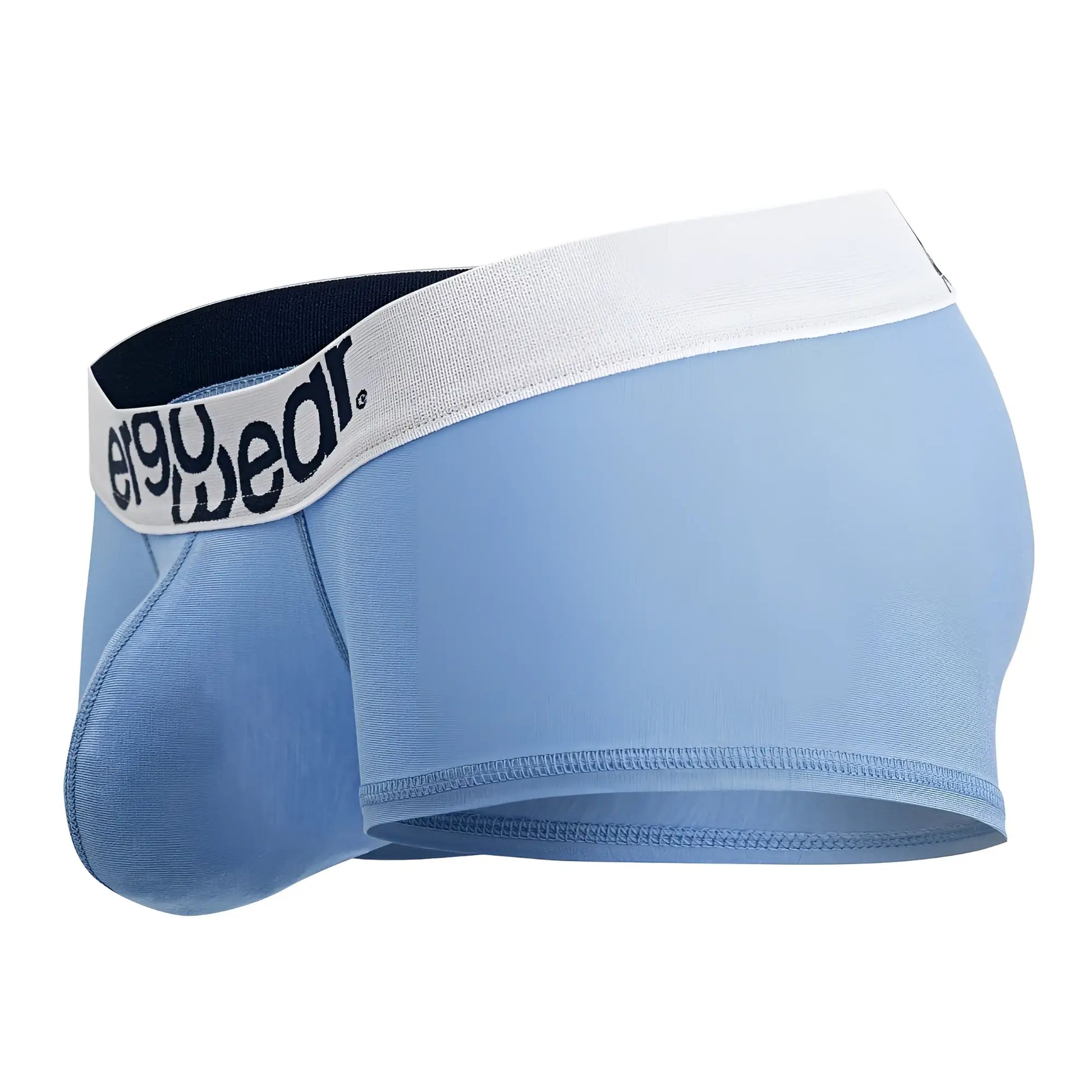 Light blue ergo wear ew1713 max cotton trunks with white waistband and black e90wear logo for comfortable support