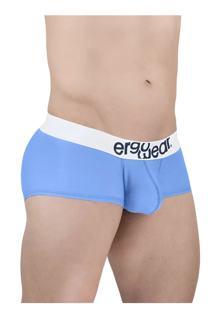 Light blue ergoWear ew1713 max cotton men’s trunks with white waistband and black logo for comfortable wear
