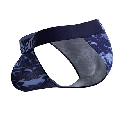 ErgoWear ew1719 max se camo bikini briefs in blue with gray camouflage pattern and stretchy waistband