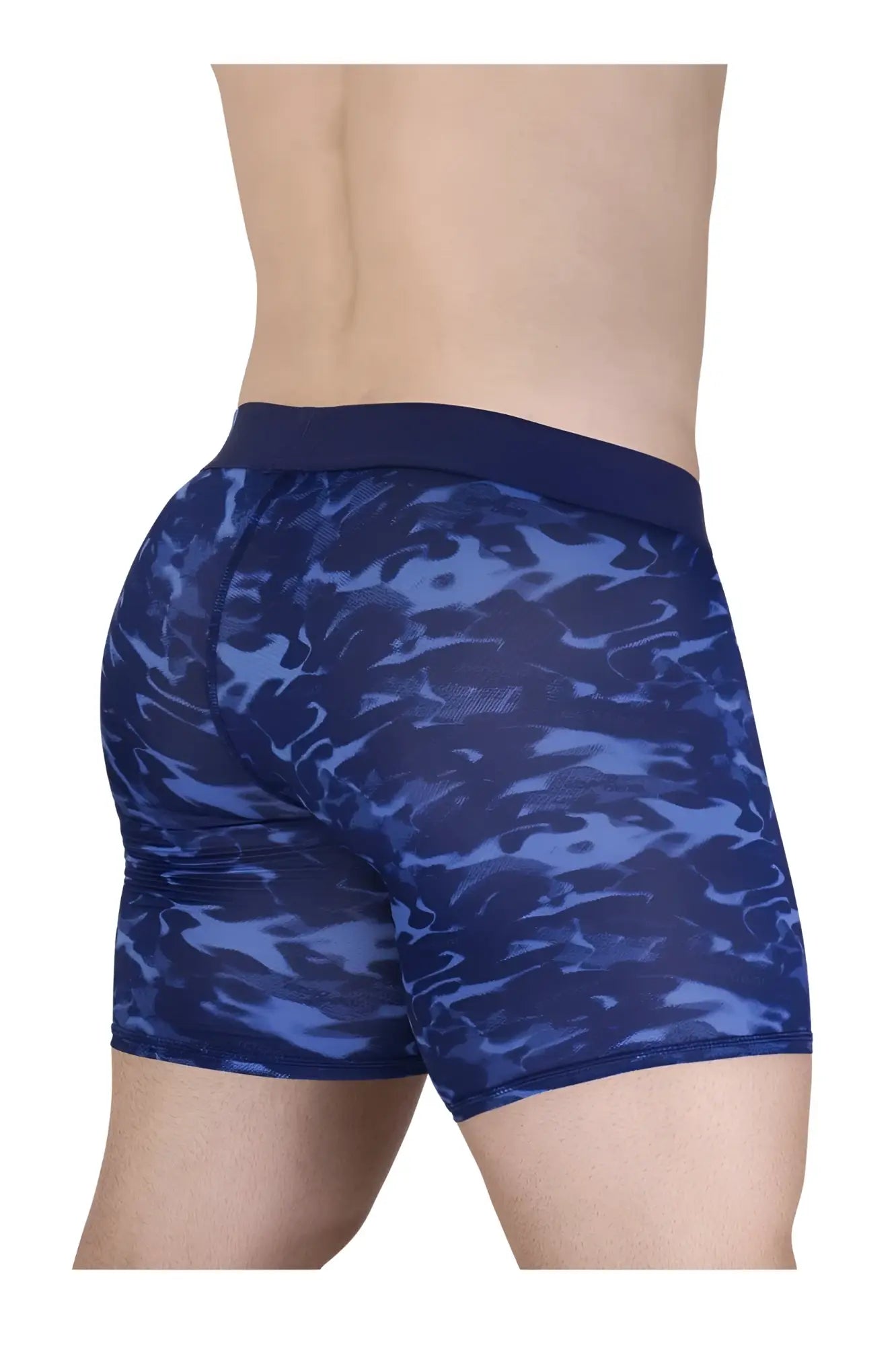 Ergowear ew1721 max se camo boxer briefs in blue blue camouflage pattern with solid navy waistband