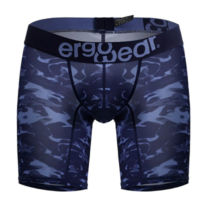Dark blue ergonomic boxer briefs with subtle camouflage pattern and ergowear logo on waistband ew1721 max se camo