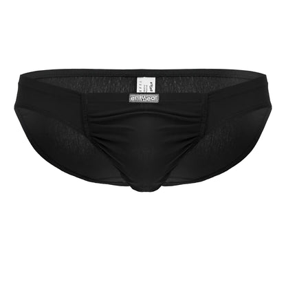 Black ergonomic cotton bikini briefs with smooth form-fitting design and subtle texture from ergowear ew1727 feel gr8