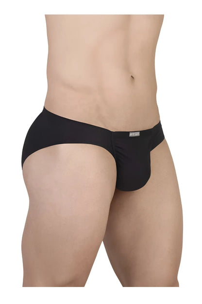Black mens briefs ergoWear ew1727 feel gr8 cotton bikini in black with snug fit and small brand tag on waistband